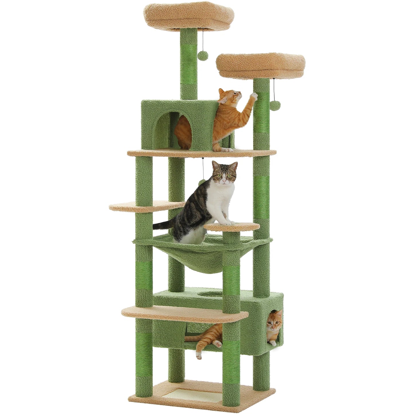 Multi-Level Cat Tower with Scratching Posts, Hammock and Cat Condo