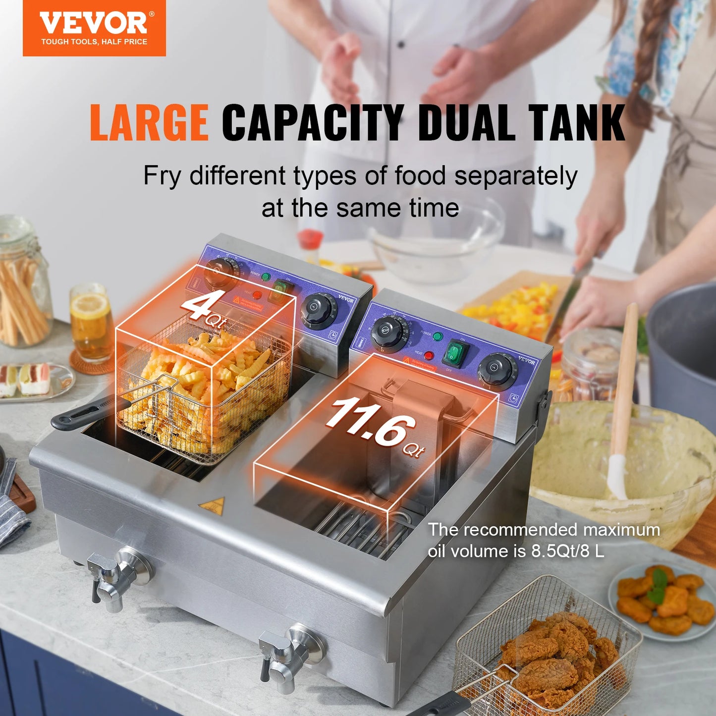 SucceBuy  Electric Deep Fryer w/Dual Removable Tanks