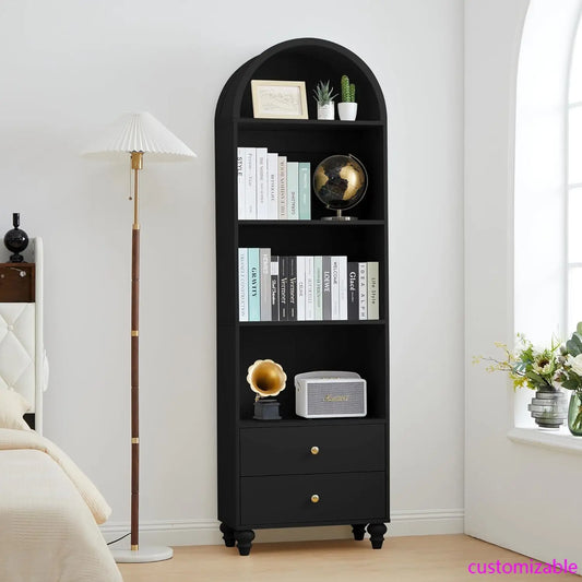 4 Tier Arched Bookcase, 75.59" Tall