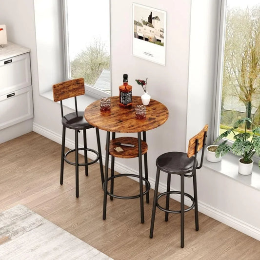 2-Seat Bar Table Set with Stools