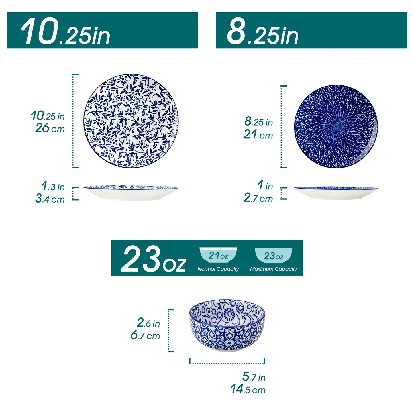 Vncasso 12/24/36 Piece Chinese Blue and White Porcelain Tableware Set