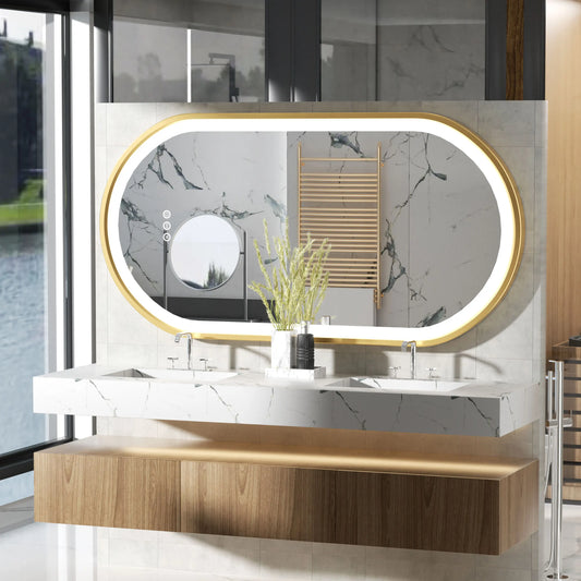 Large LED Oval Bathroom Mirror