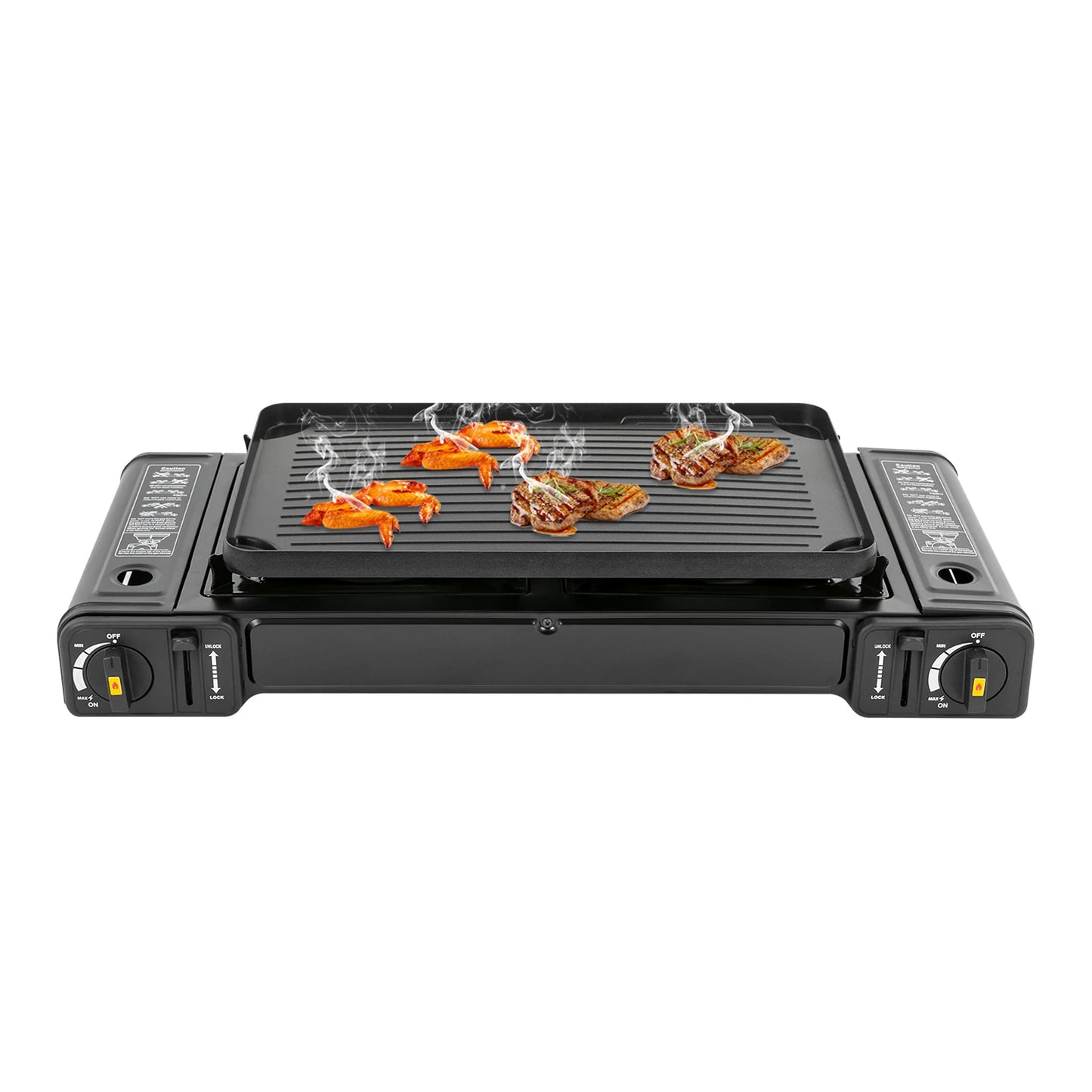 2500W Portable Camping Stove With 2 Burners And Baking Tray