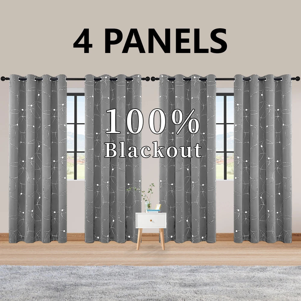 4 Piece Grommet Thermal Blackout Curtains