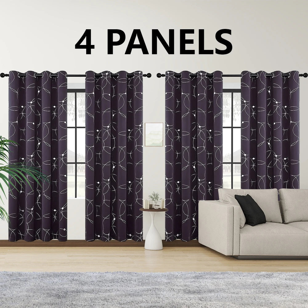 4 Piece Grommet Thermal Blackout Curtains