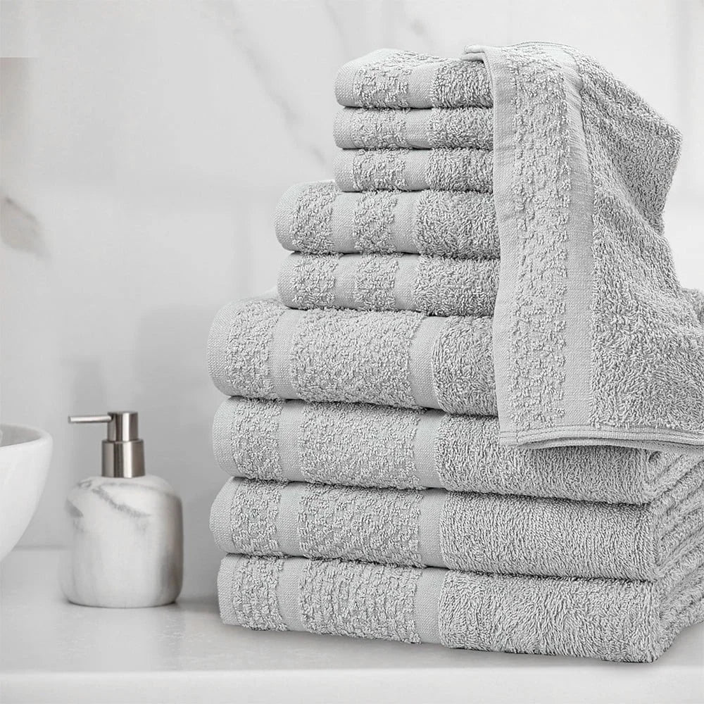 10 Piece Cotton Towel Set Bath, Hand  and Washcloths