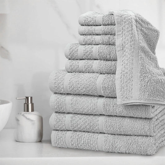 10 Piece Cotton Towel Set Bath, Hand  and Washcloths