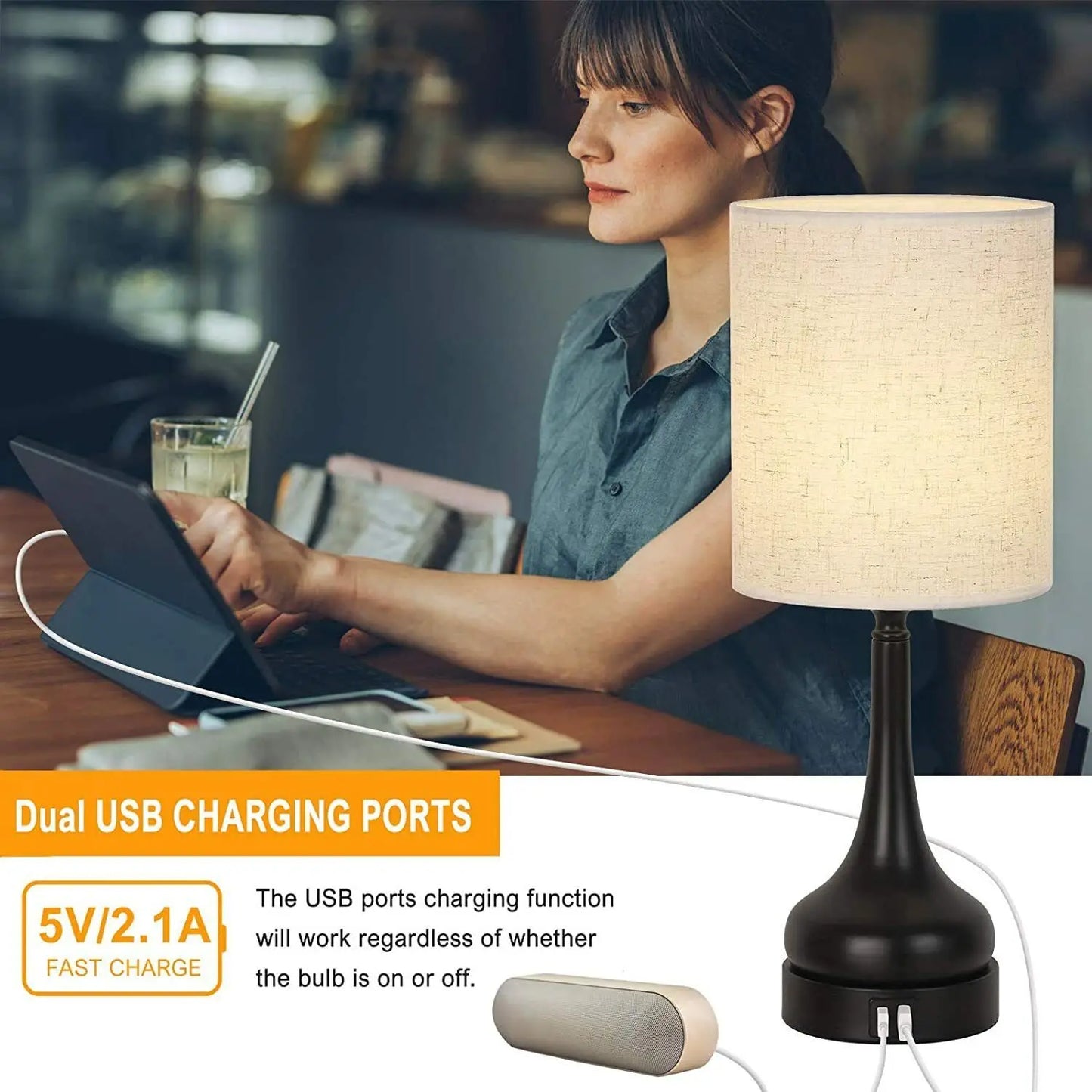 Bedside Table Lamp Set of 2