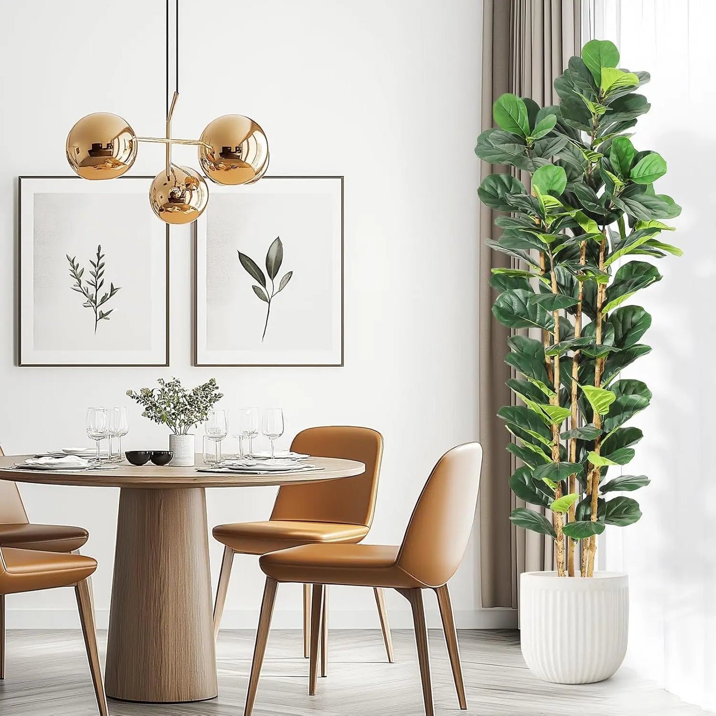 5 or 7FT Artificial Fiddle Leaf Fig Tree with Pot