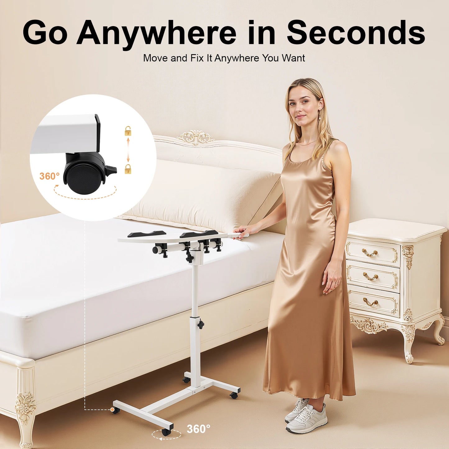 Laptop Desk Stand 360° Adjustable Tilting Over Bed or Chair Side Table