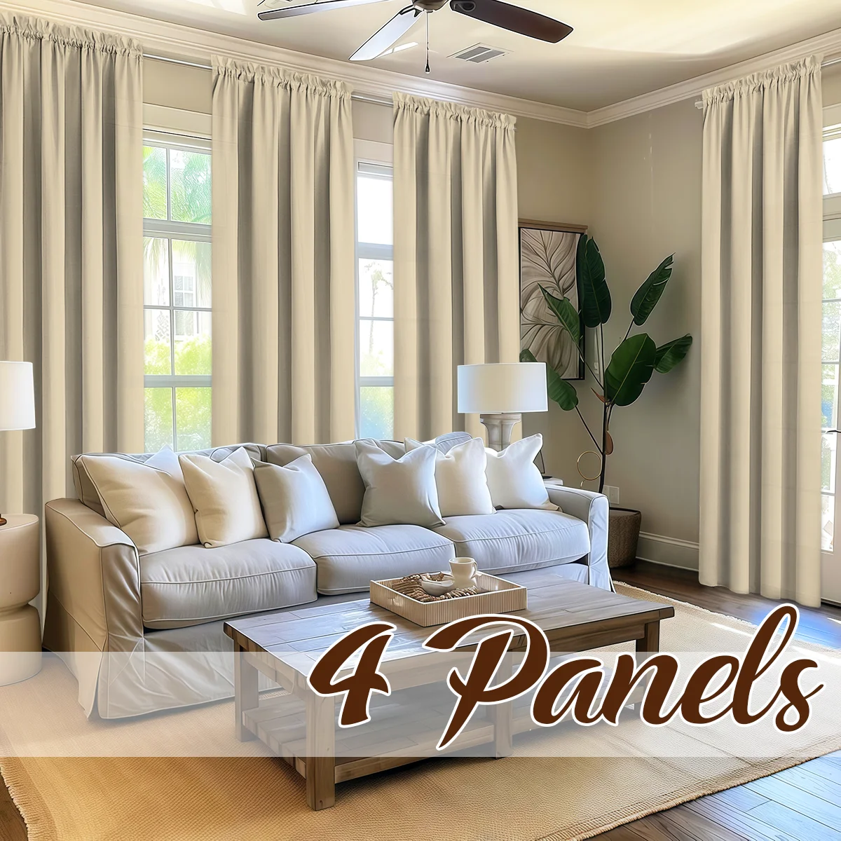 4 Panels Light Filtering Rod Pocke Soft Touch Curtains