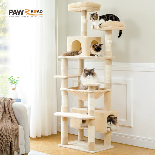Multi-Level Cat Tower with Scratching Posts, Hammock and Cat Condo