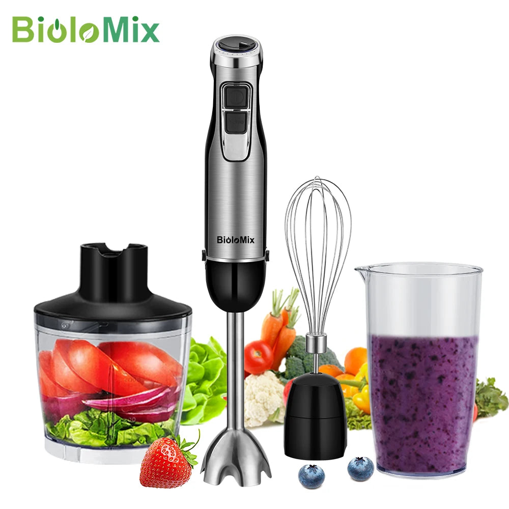 BioloMix 4 in 1 High Power 1200W Immersion Hand Stick Blender Stainless Steel Ice Blades
