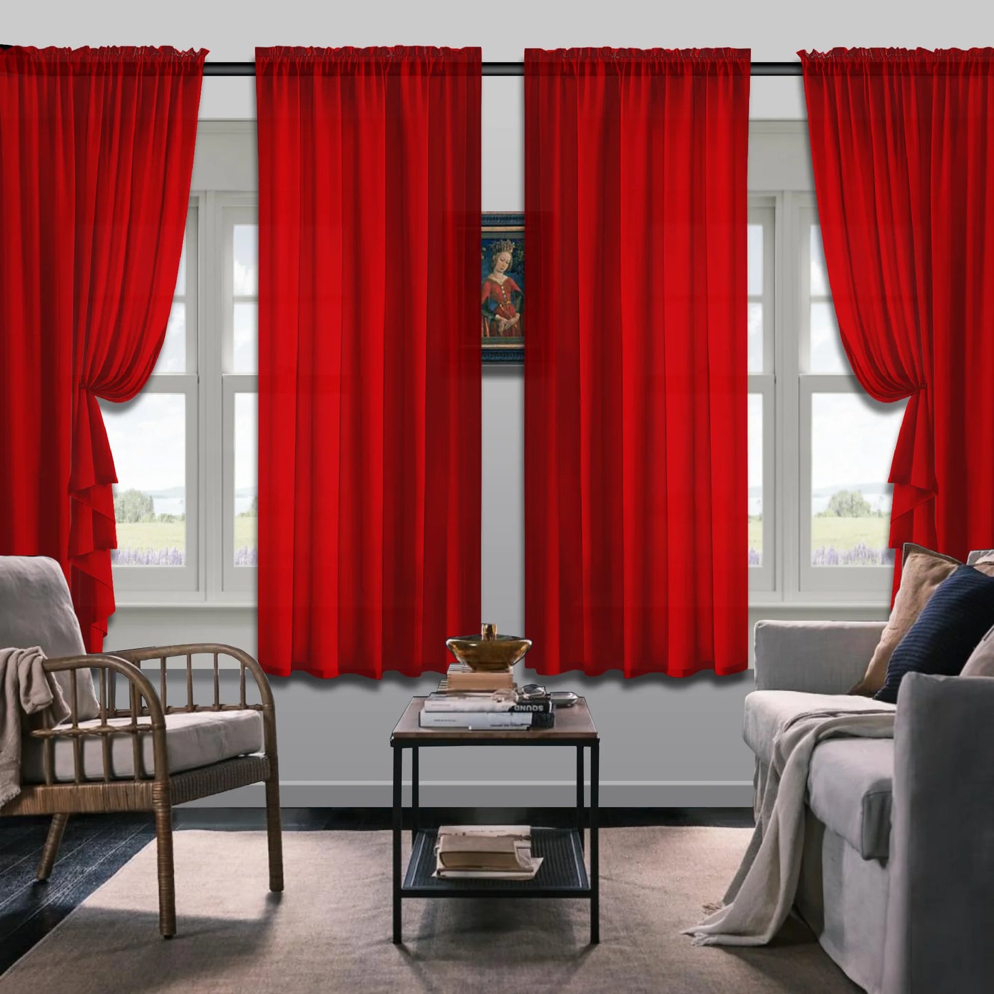 Set Of 4 Simple Rod Pocket Blackout Curtain Panels