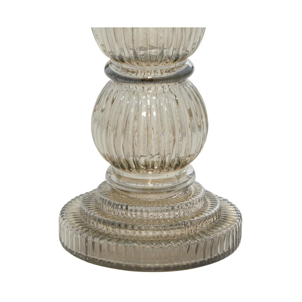 Set of 3 Gray Glass Pillar Candle Holders