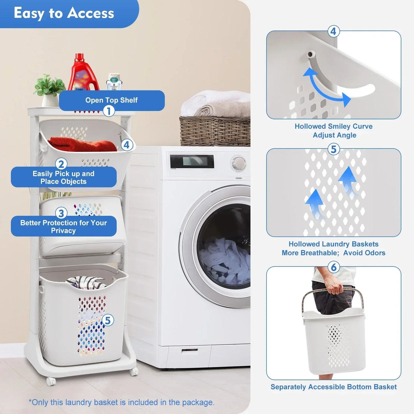 3-Tier Laundry Hamper for Bathroom