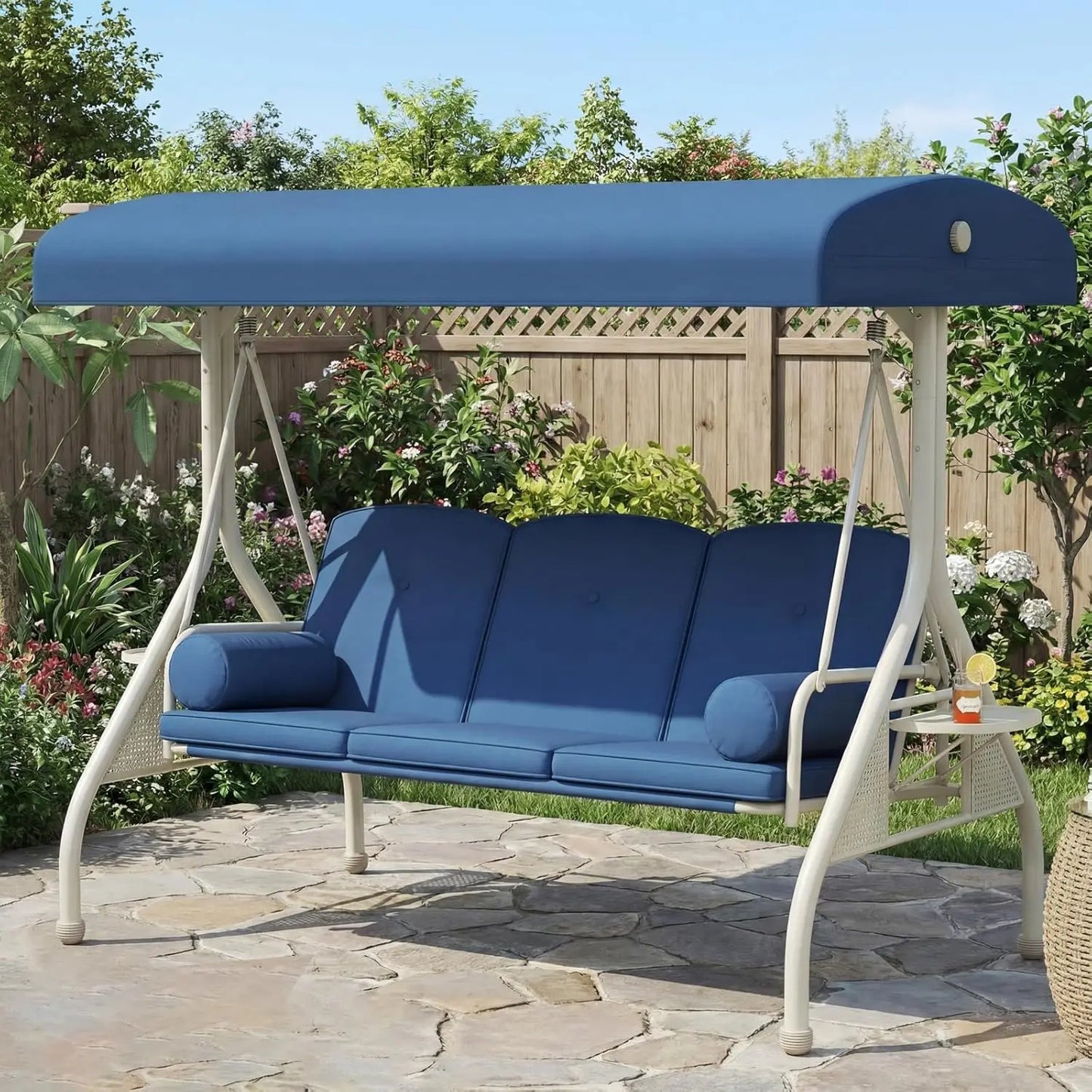 3 Person Patio Swing with Canopy And Stand