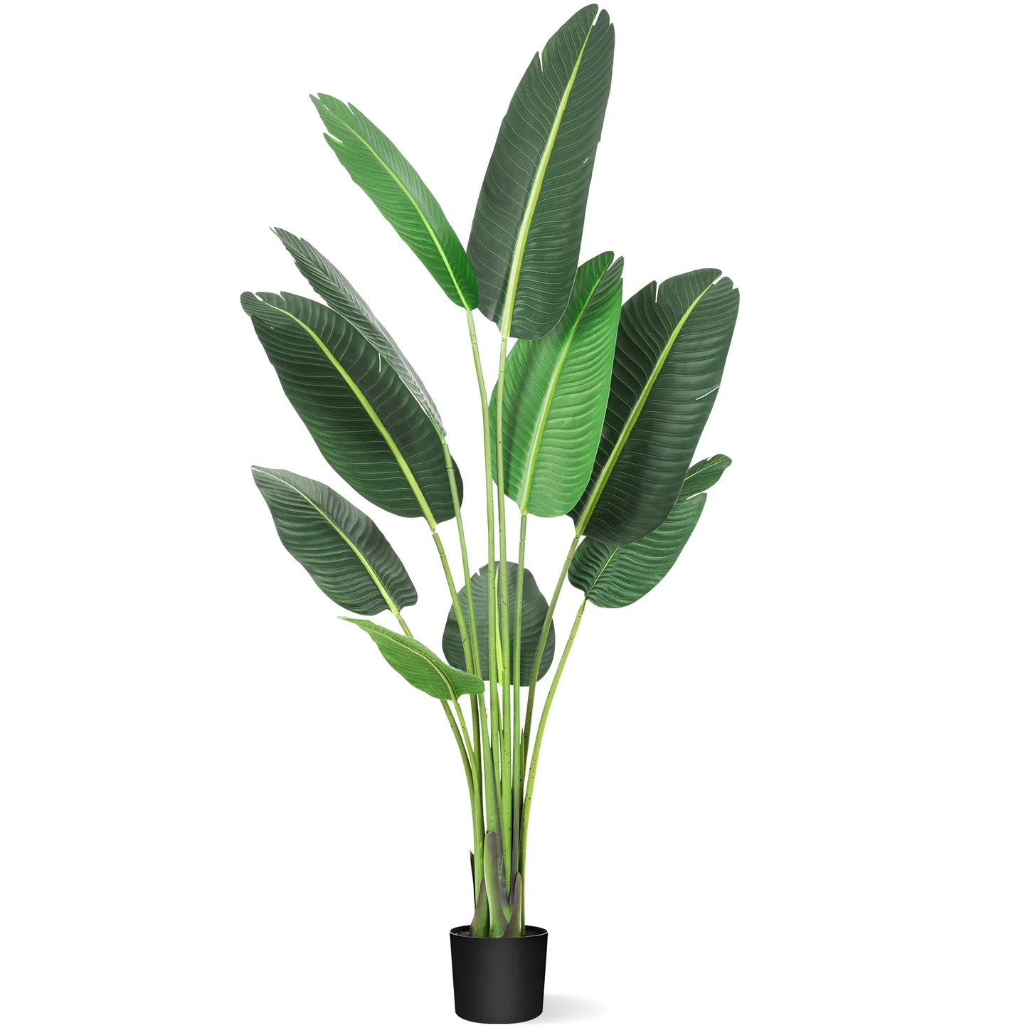 4Ft Aritificial Bird of Paradise Plant Fake Tropical Palm Tree with 8 Trunks Artificial Banana Leaf for Indoor Outdoor Decor