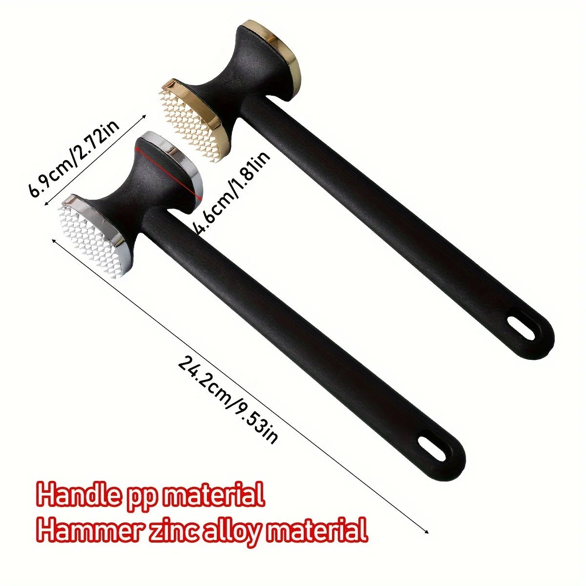 Heavy Duty Kitchen Meat Tenderizer with Rubber Grip,  Head for Effortless Pounding and