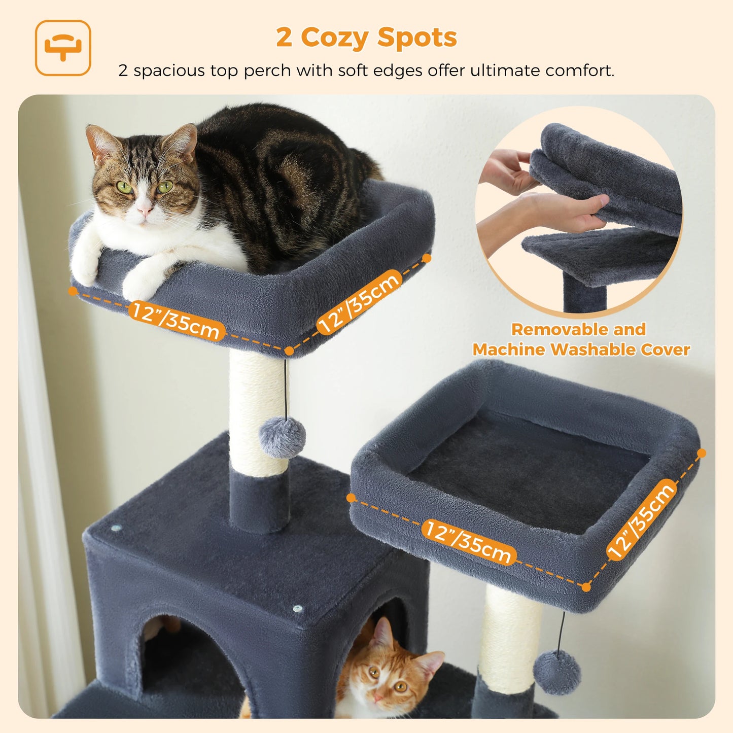 Multi-Level Cat Tower with Scratching Posts, Hammock and Cat Condo