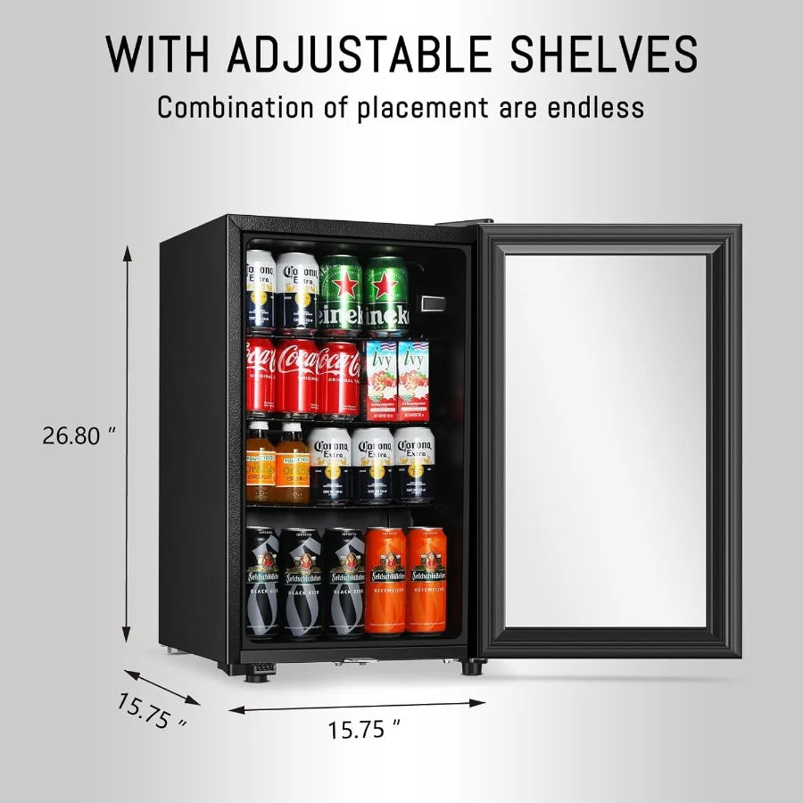 2.3 Cu.Ft Mini Beverage Fridge with Glass Door