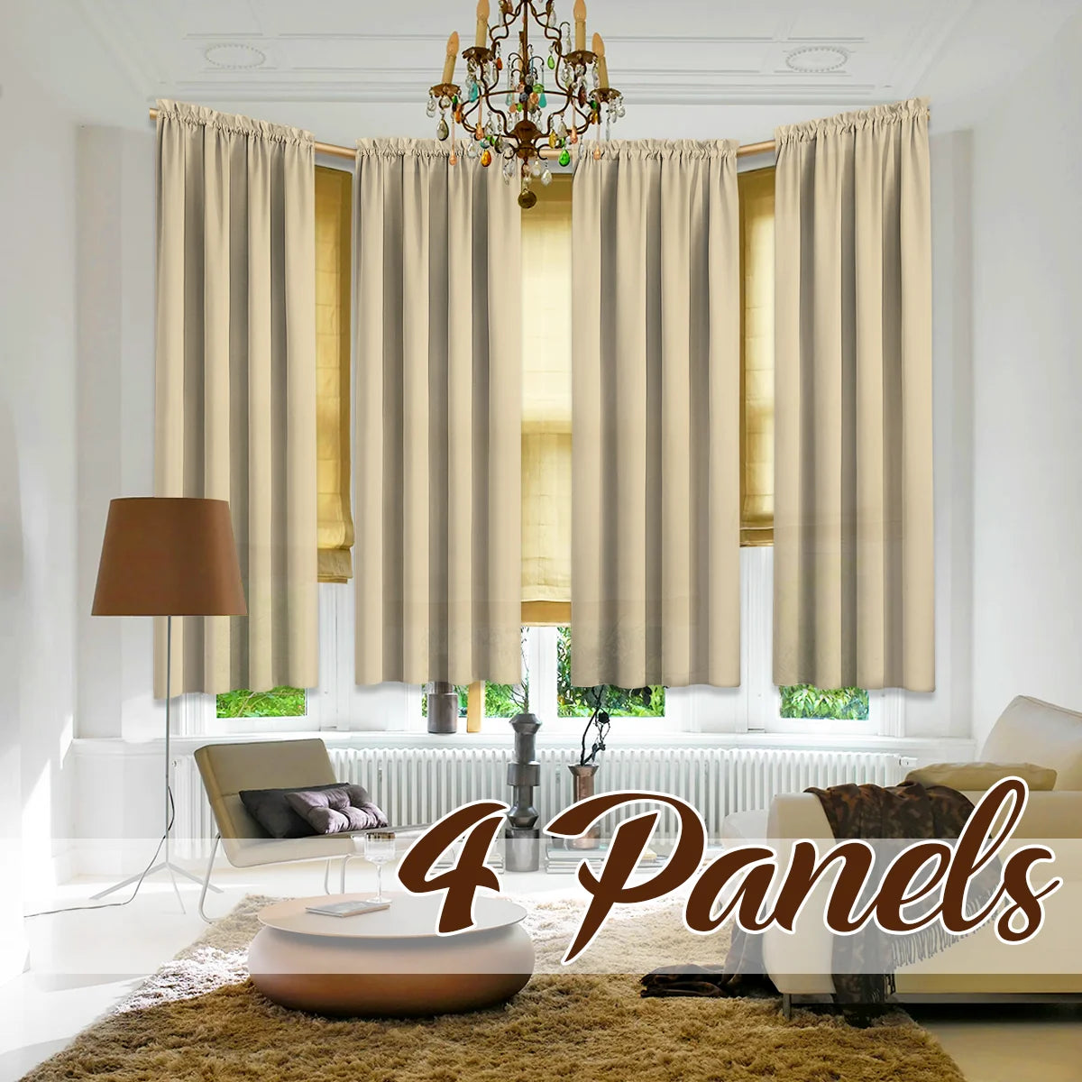 4 Panels Light Filtering Rod Pocke Soft Touch Curtains