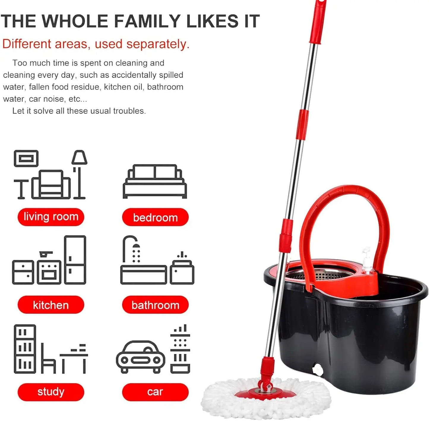 360° Spin Mop Bucket Sets with Wring System