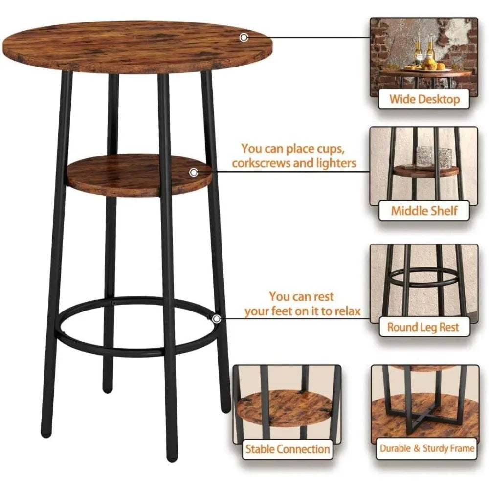 2-Seat Bar Table Set with Stools