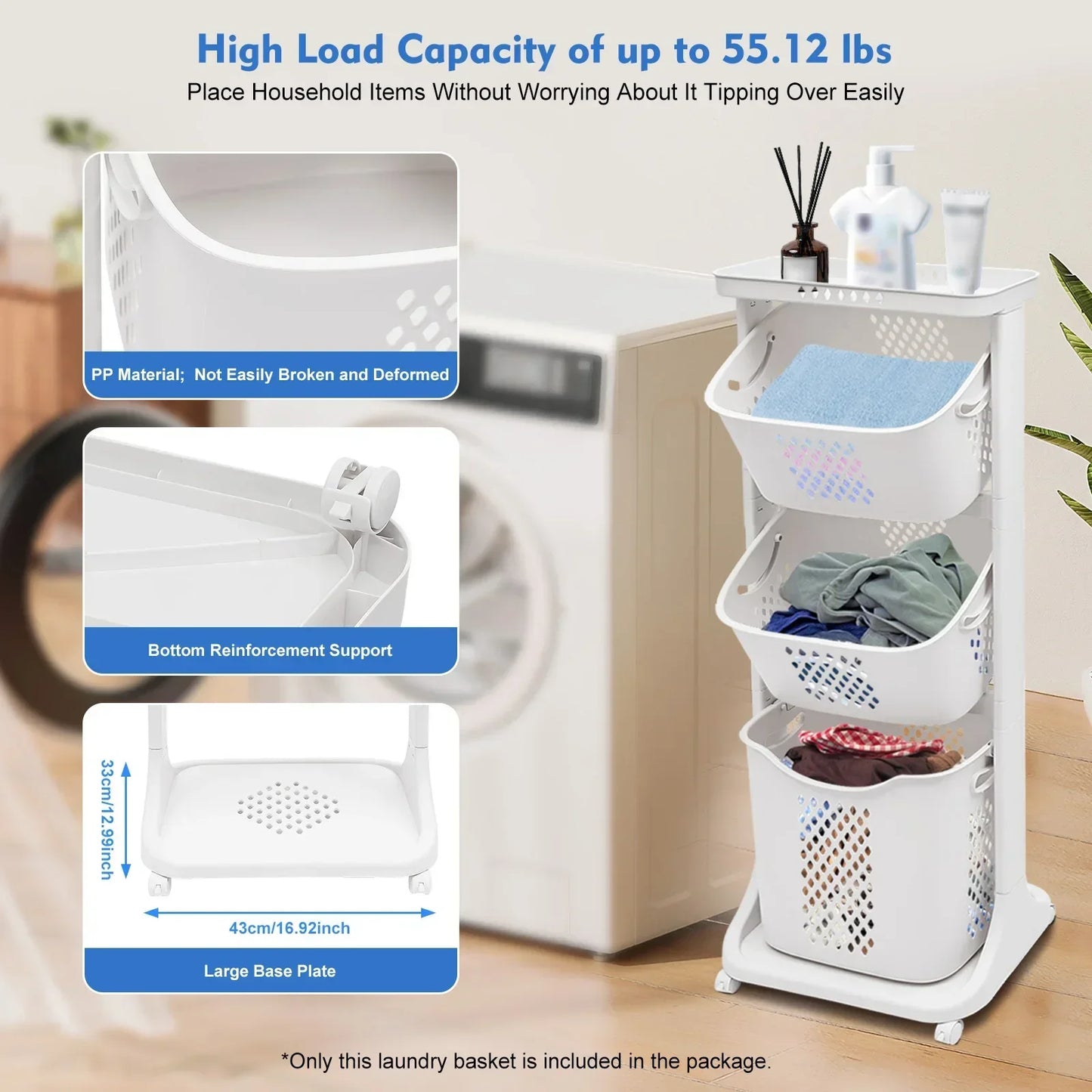 3-Tier Laundry Hamper for Bathroom