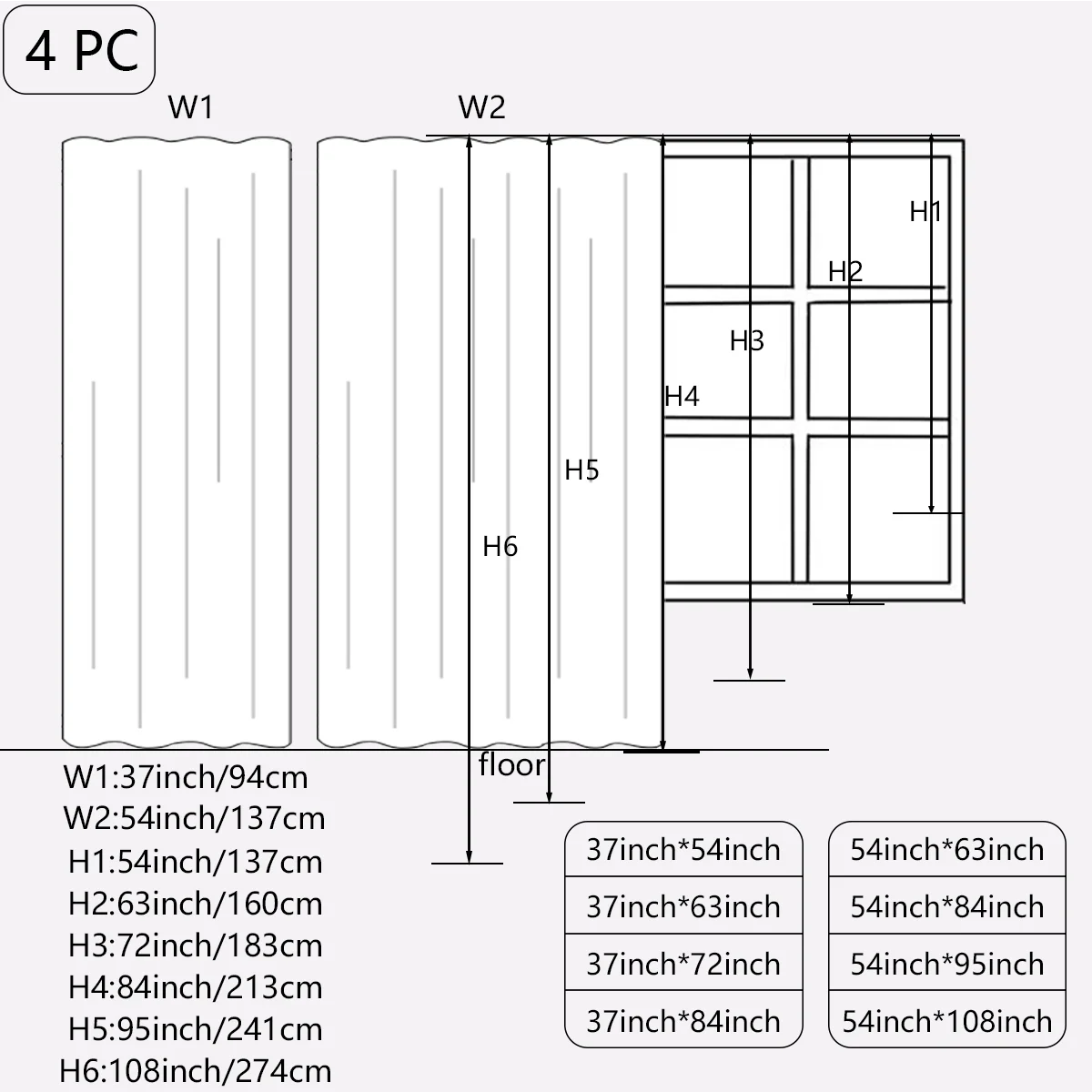 4 Panels Light Filtering Rod Pocke Soft Touch Curtains