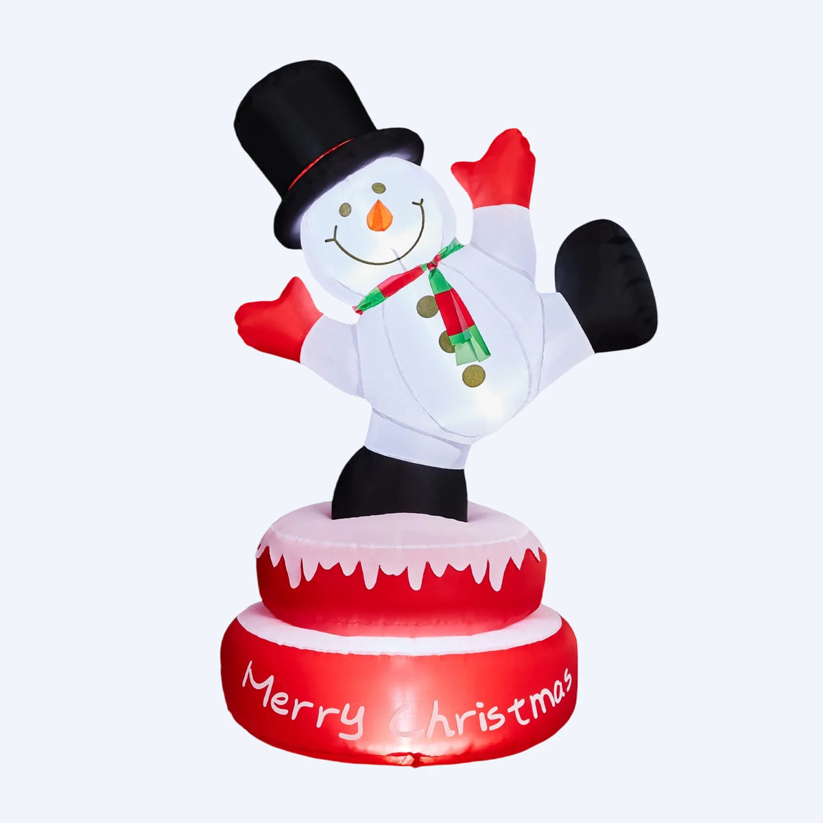 4.8 FT Rotating Inflatable Snowman Decoration with 3 Built-in LED Lights