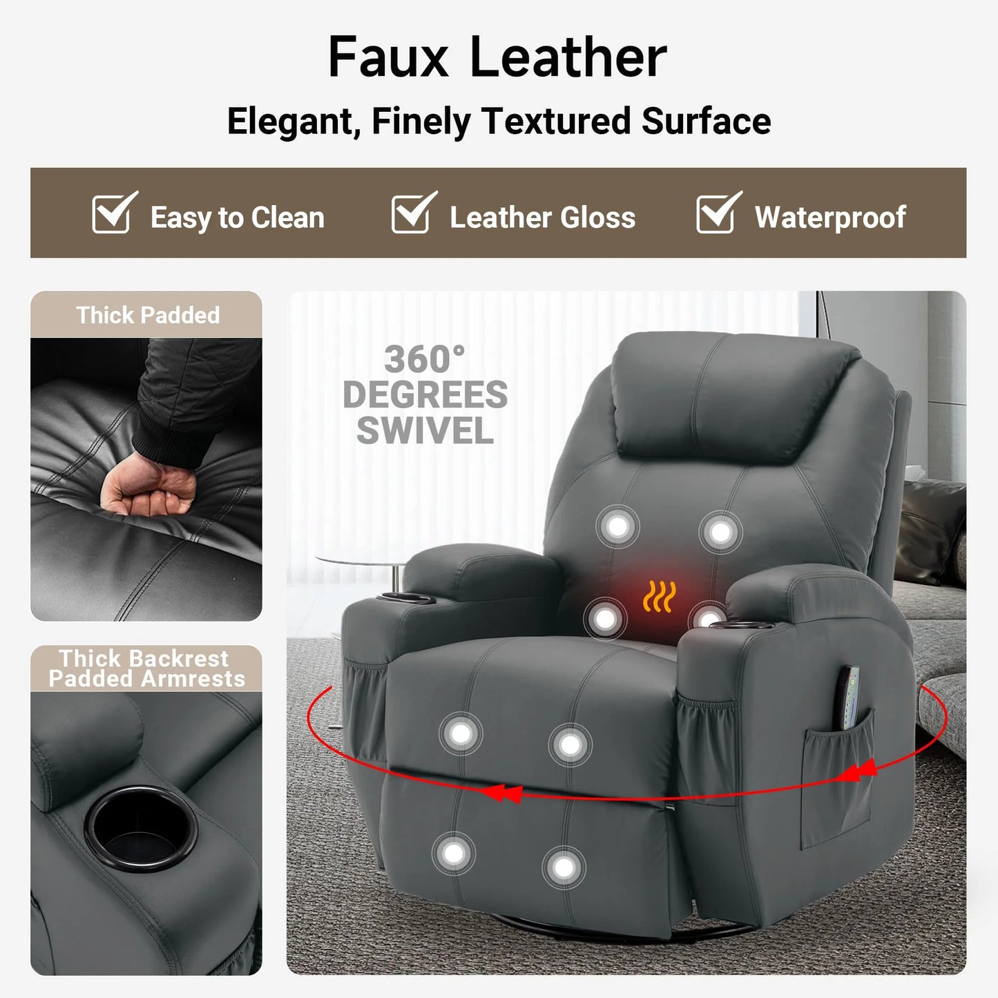Recliner Chair with Massage and Heat