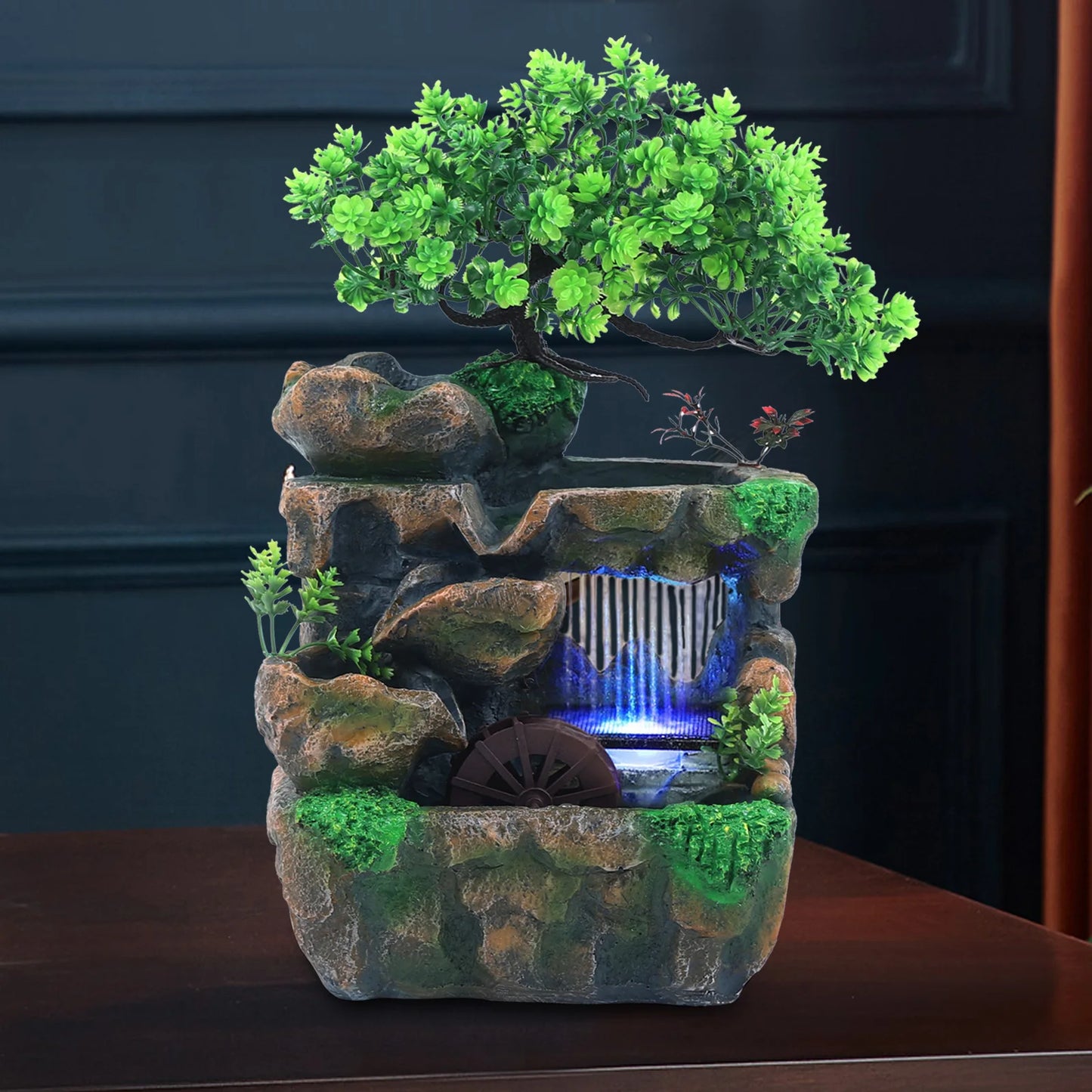 Indoor Water Feature with Color Changing LED Lighting