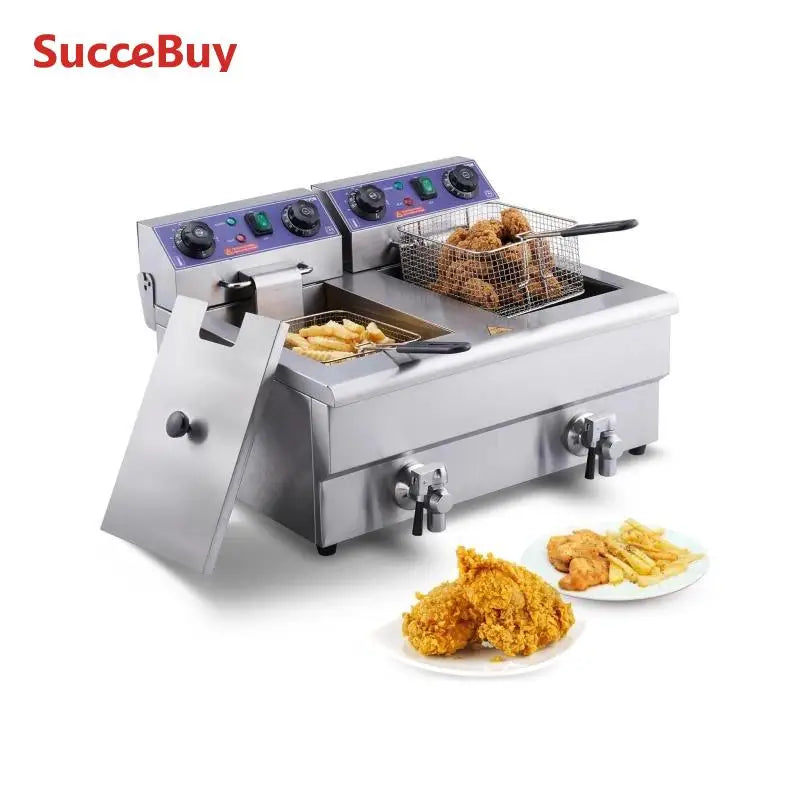 SucceBuy  Electric Deep Fryer w/Dual Removable Tanks