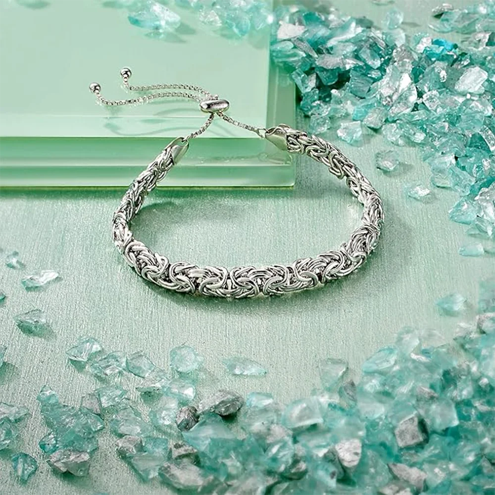 Byzantine Emperor Chain Bracelet 925 Sterling Silver Adjustable
