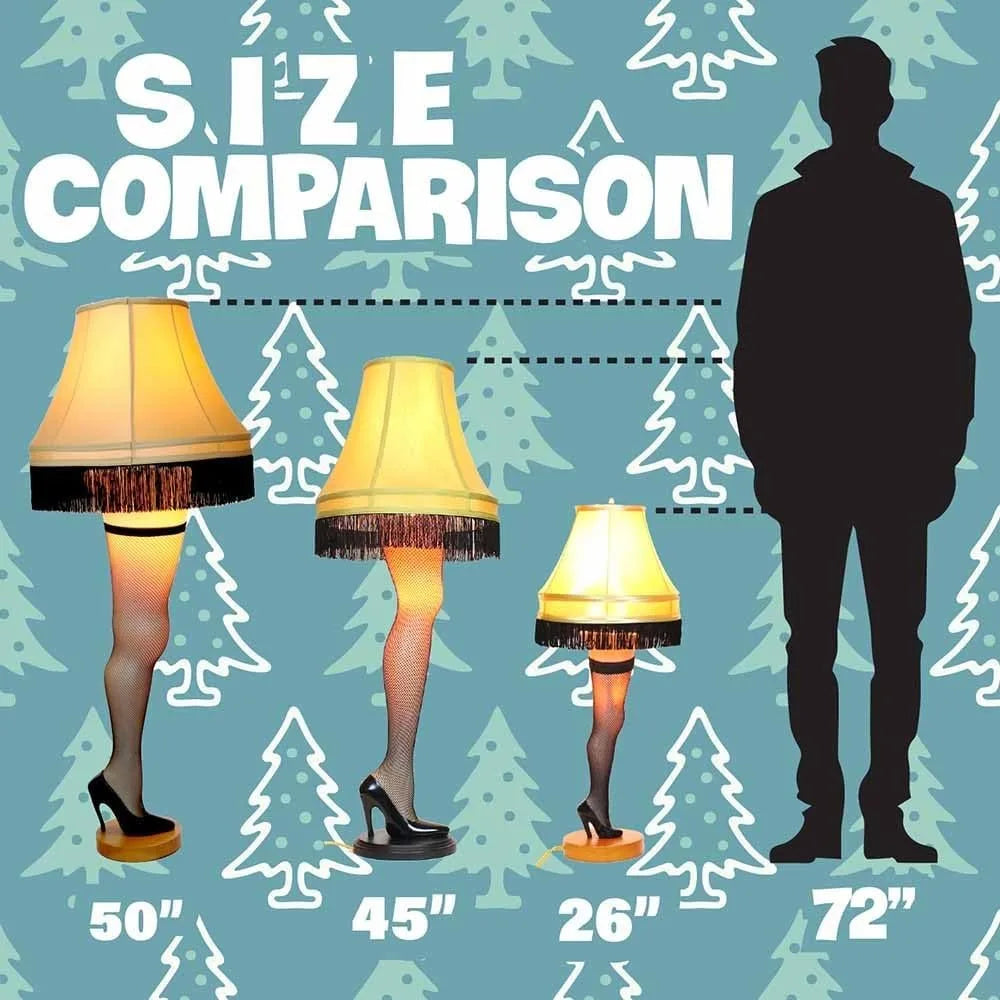 45" Christmas Leg Lamp Leg is plastic with a wood base and the shade is 100% polyester.