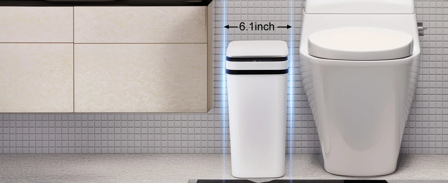 2 Pack 12 Liter Automatic Trash Cans Slim Design with Lid