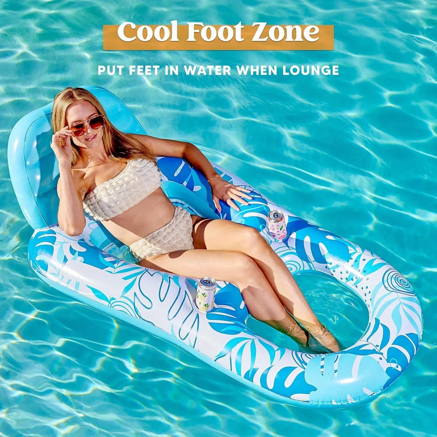 JOYFY Inflatable Adult Pool Float Lounger Chair