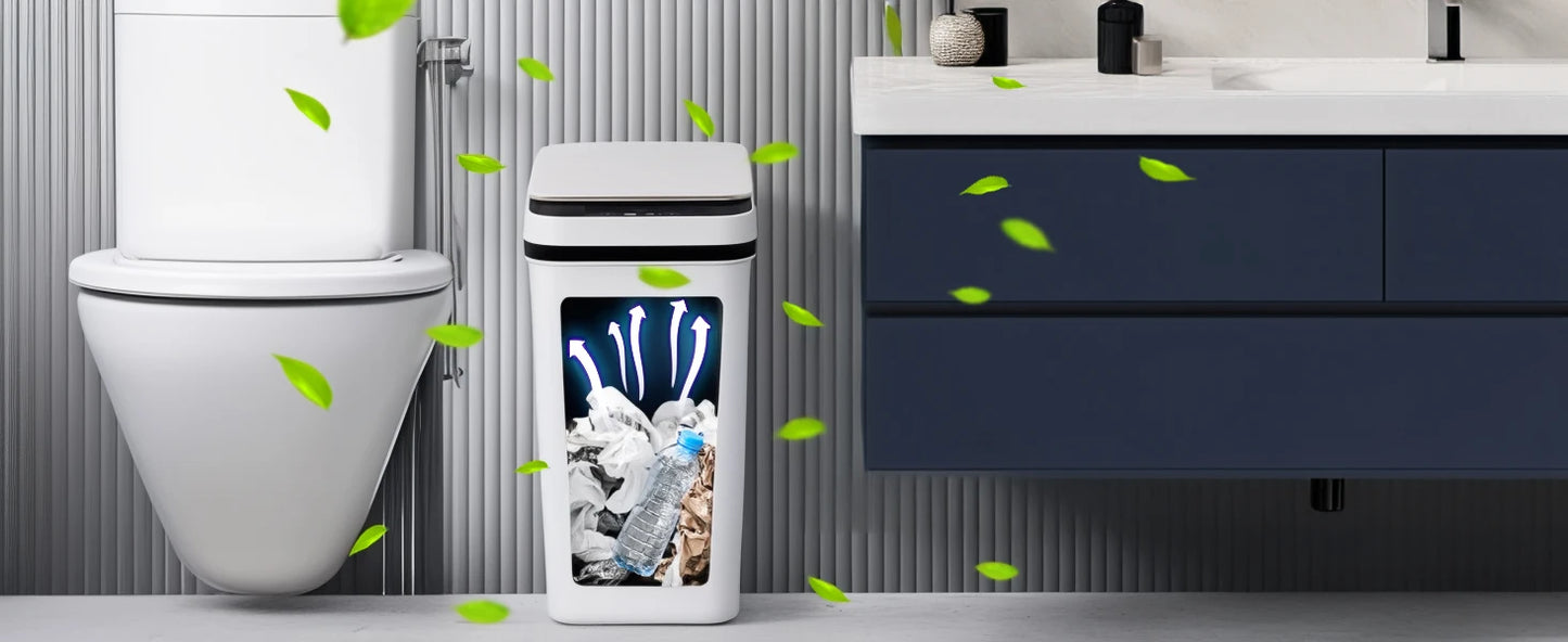 2 Pack 12 Liter Automatic Trash Cans Slim Design with Lid