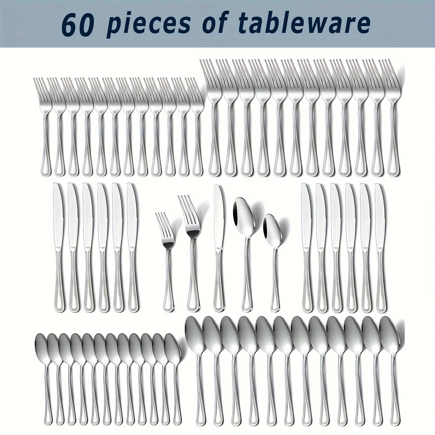 60 Piece Stainless Steel Cutlery Set