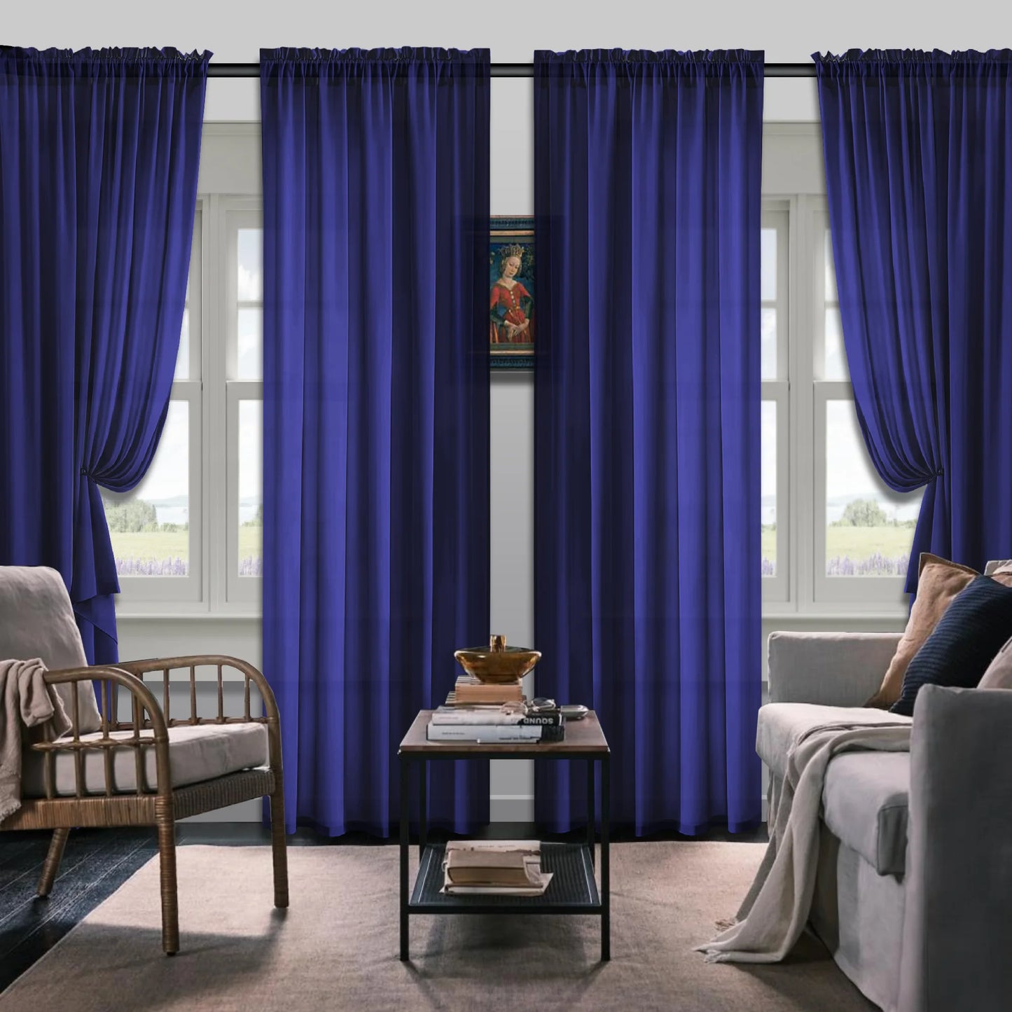 Set Of 4 Simple Rod Pocket Blackout Curtain Panels