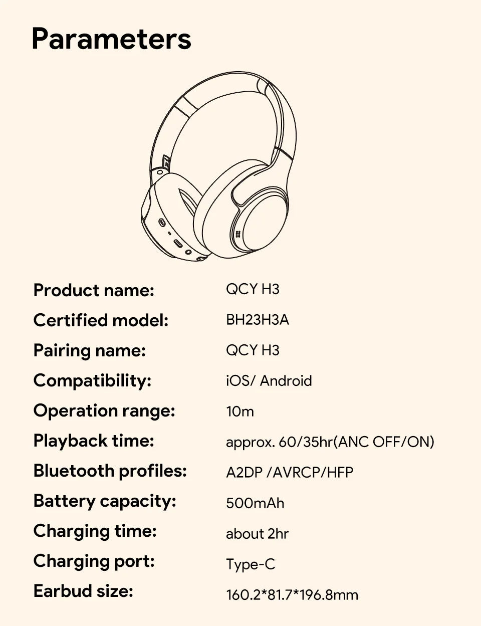 QCY H3 ANC Wireless Headphones