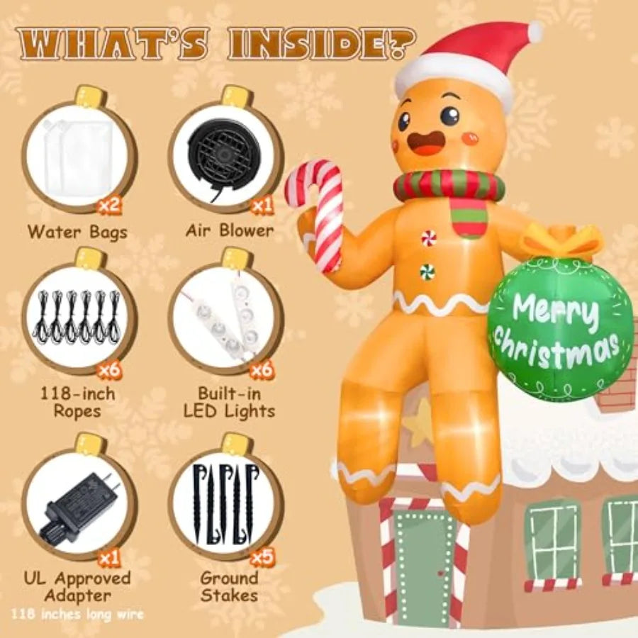 11 Foot Outdoor Christmas Inflatable Gingerbread M  With LEDs