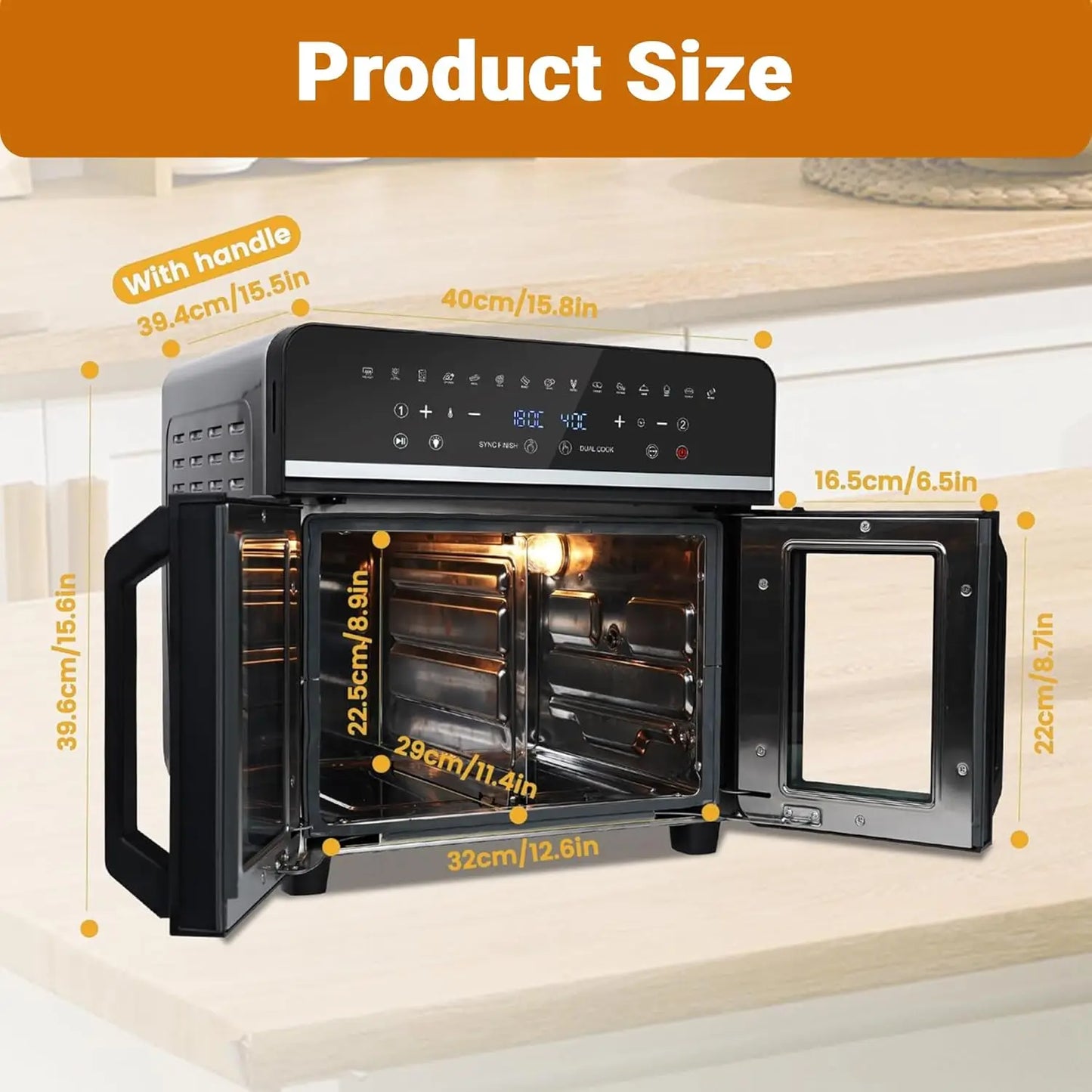 24Qt Large Air Fryer Toaster Oven -13 Accessories & Cookbook