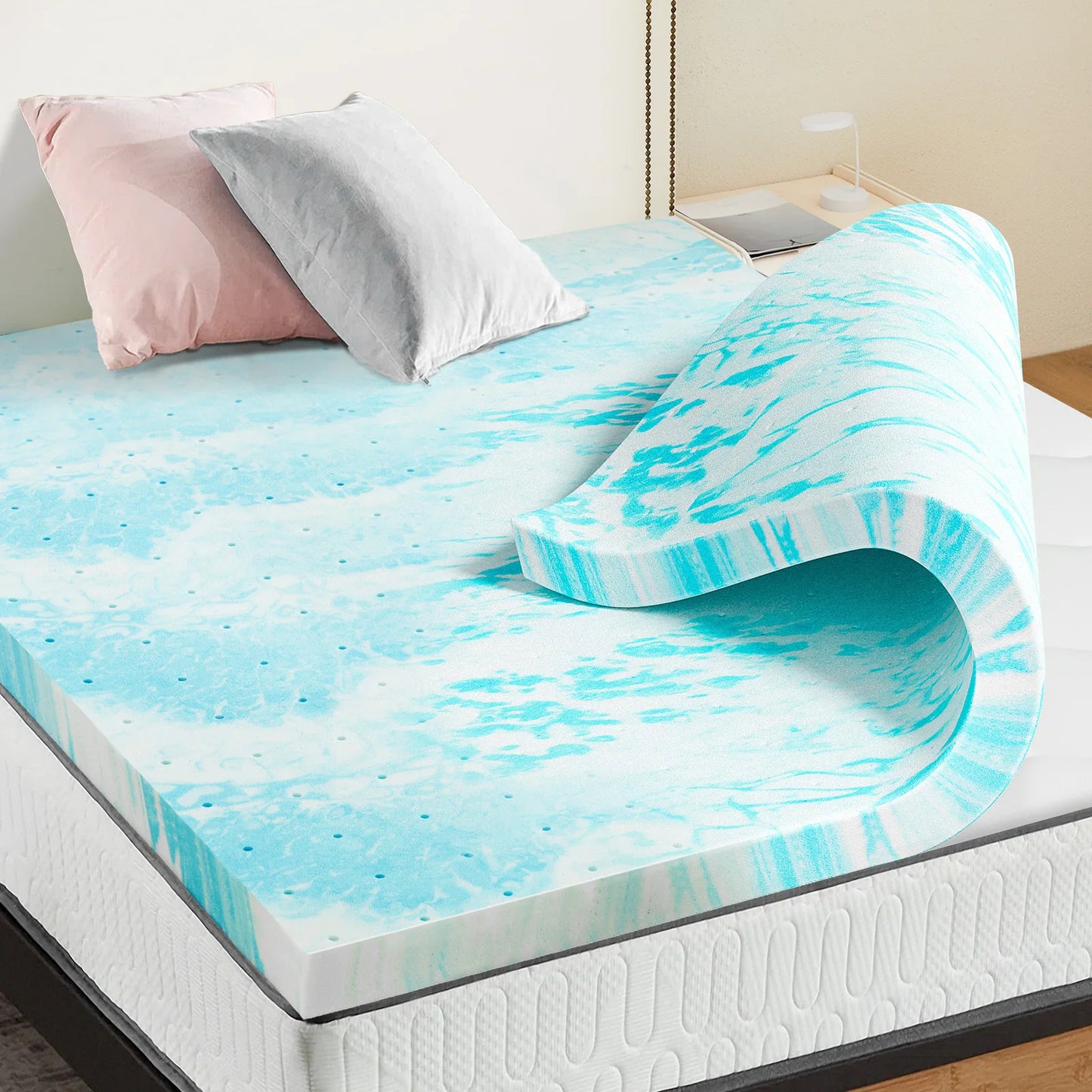 JHK 2 or 3 Inch Gel Memory Foam Cooling Mattress Topper