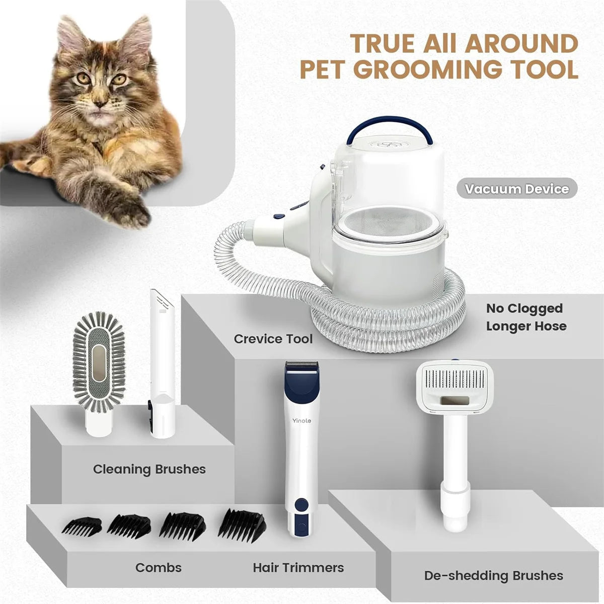 Yinole Pet Grooming Vacuum, with Clippers
