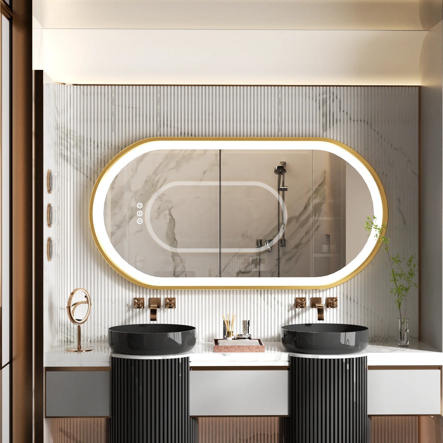 Large LED Oval Bathroom Mirror