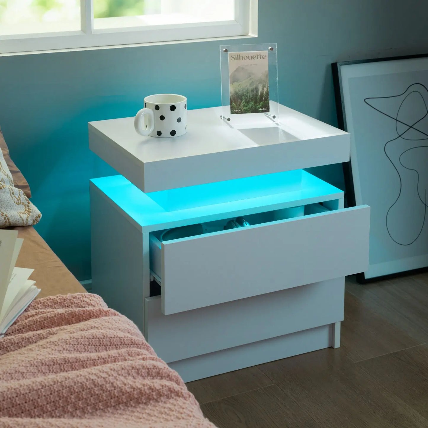 Set of 2 Cubehom LED Nightstands with 2 Drawers