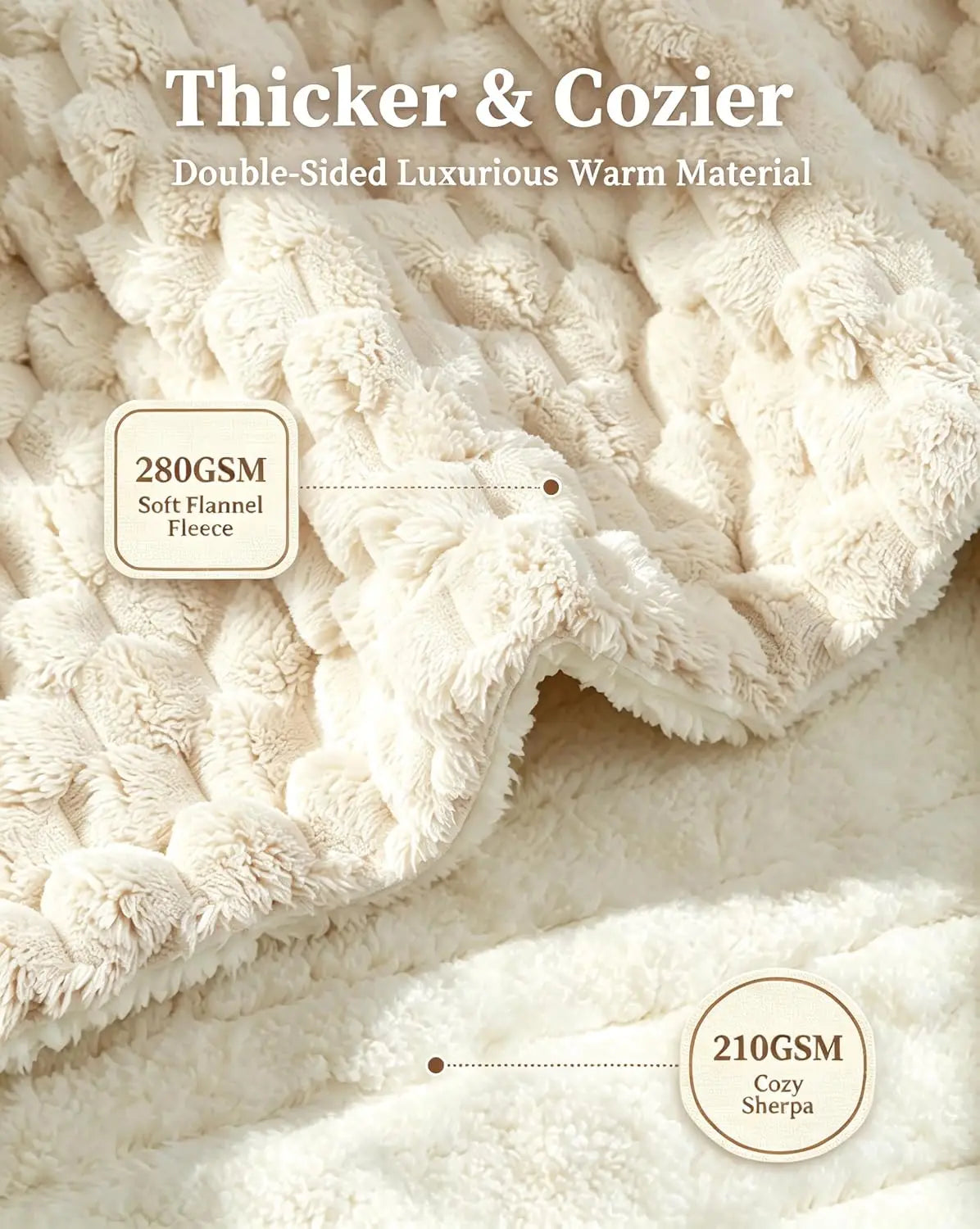 Garvee Flannel Sherpa Beige Electric Blanket with 10 settings