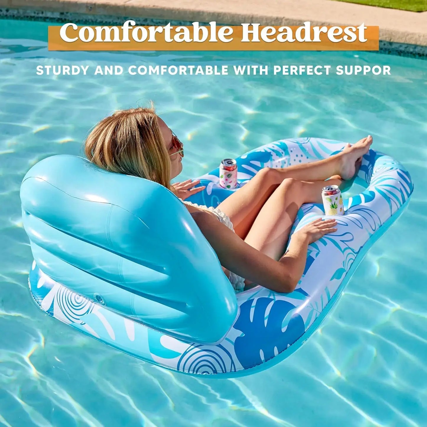 JOYFY Inflatable Adult Pool Float Lounger Chair